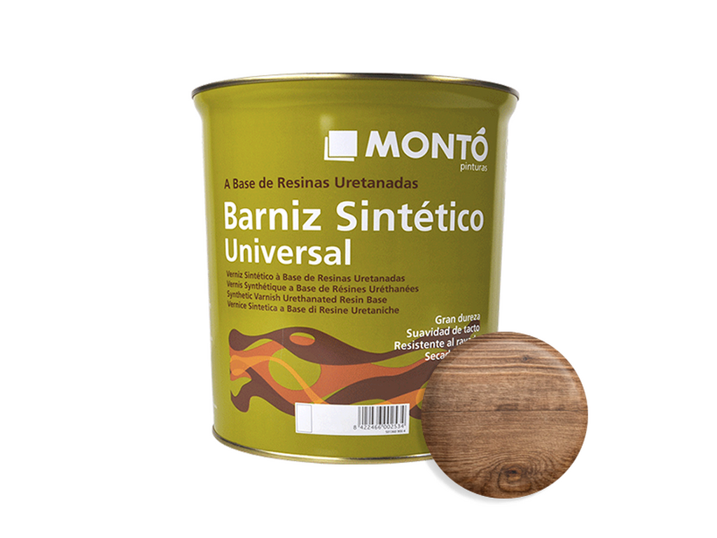 BARNIZ SINTETICO SATINADO CASTAÑO 375 ML & BARNIZ SINTETICO SATINADO CASTAÑO 125 ML