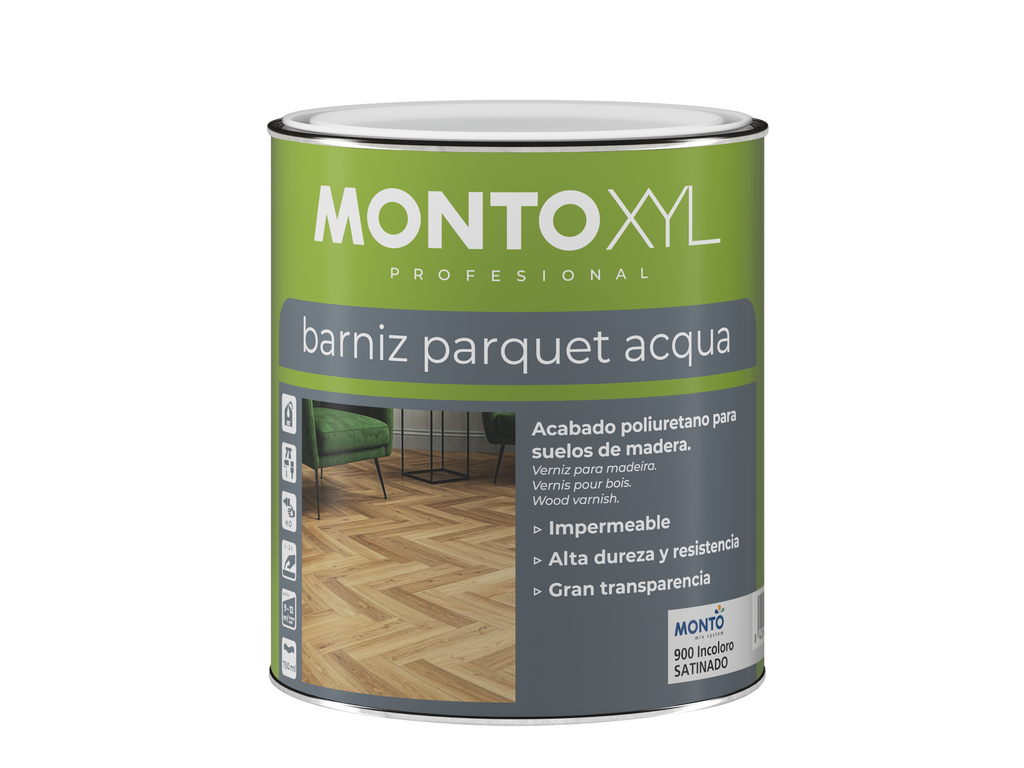 Montoxyl Barniz Parquet Acqua Brillo | Barniz al Agua para Parquet | Máxima Dureza y Acabado Brillante