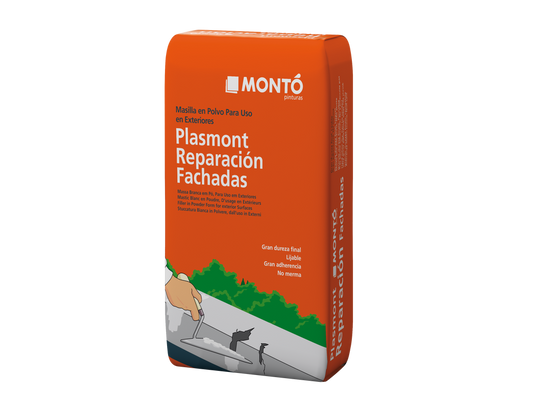 Plasmont Reparación Fachadas | Masilla en Polvo Multiuso | Enlucido y Relleno de Fisuras en Exterior (Blanco o Gris)