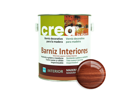 CREA BARNIZ INTERIOR BRILLO CAOBA 500ML & CREA BARNIZ INTERIOR BRILLO CAOBA 2.5L